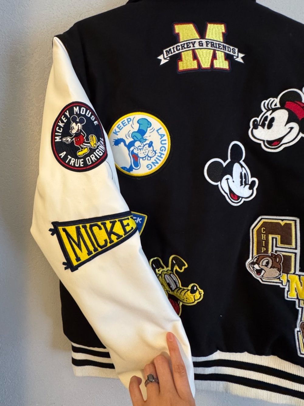 Disney Black and White Mickey Mouse Varsity Jacket unisex - Picture 5 of 10